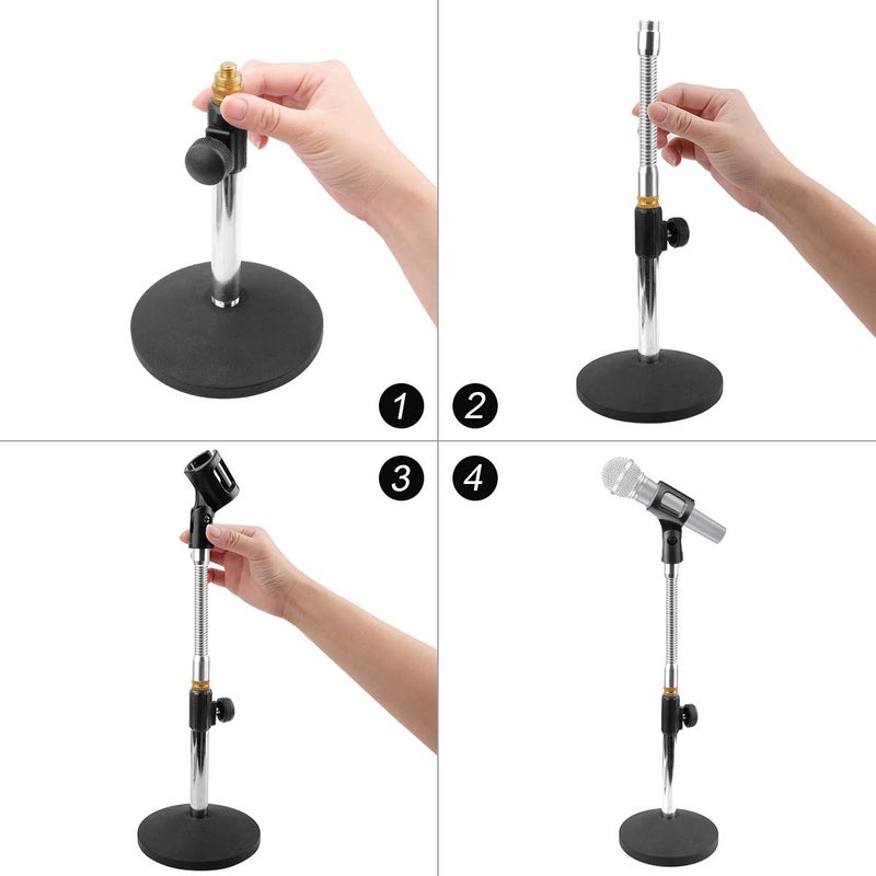 Eison Microphone Stand Desk Mic Stand Desktop Tabletop Microphone Stand with Gooseneck Mic Clip 5/8" Male to 3/8" Female Screw for Blue Yeti Snowball Christmas gift - Image 5